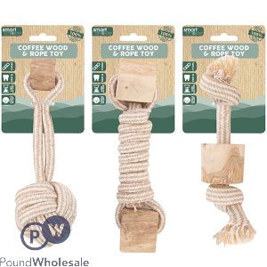 Smart Choice 100% Natural Coffee Wood &amp; Hemp Rope Dog Toy 21cm Assorted