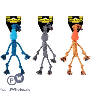 Smart Choice Squeaky Rubber Rope Man Dog Toy 41cm Assorted Colours