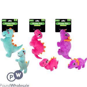 Smart Choice Squeaky Plush Dinosaur Dog Toy Assorted