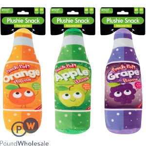 Smart Choice Squeaky Plush Crinkle Drinks Bottle Dog Toy Assorted