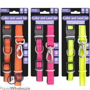 Smart Choice Reflective Soft Touch Dog Collar & Lead Set Assorted Colours