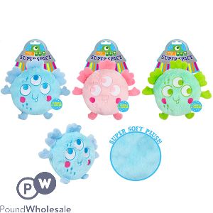 Smart Choice Squeaky Fluffy Plush Alien Dog Toy 20cm Assorted Colours