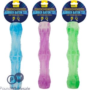 Smart Choice Glow In The Dark Rubber Baton Dog Toy 26cm Assorted Colours
