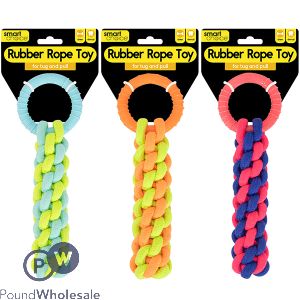 Smart Choice Rubber Braided Rope Dog Toy 24cm Assorted Colours