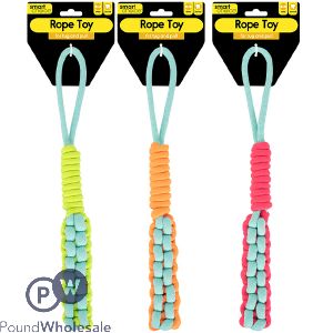 Smart Choice Braided Rope Dog Tug Toy With Handle 40cm Assorted Colours