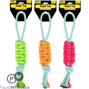 Smart Choice Handle & Braided Rope Dog Tug Toy 40cm Assorted Colours