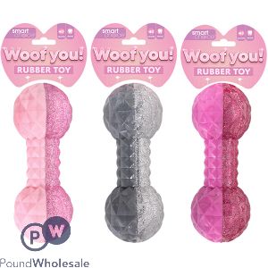 Smart Choice Squeaky Rubber Glitter Dumbbell Dog Toy 9cm Assorted Colours