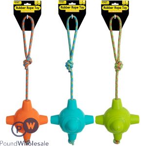 Smart Choice Rubber & Rope Dog Toy 40cm Assorted Colours