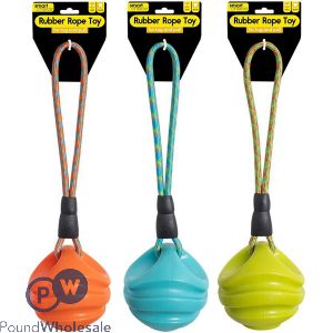 Smart Choice Rubber Ball & Rope Tug-and-pull Dog Toy 40cm Assorted Colours