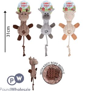Smart Choice Farm Pals Squeaky Plush & Rope Knot Animal Dog Toy 31cm