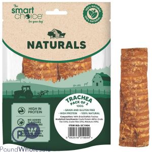 Smart Choice Natural Dried Buffalo Trachea Dog Treats 2 Pack 100g