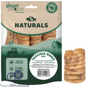 Smart Choice Natural Buffalo Trachea Rings Dog Treats 80g