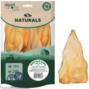 Smart Choice Natural Buffalo Ears Dog Treats 3 Pack 50g