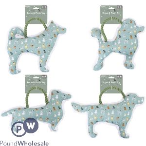 Smart Choice Dog Print Squeaky Rope & Plush Dog Toy Assorted