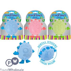 Smart Choice Rubber & Nylon Super Space Dental Alien Dog Toy 13cm Assorted Colours