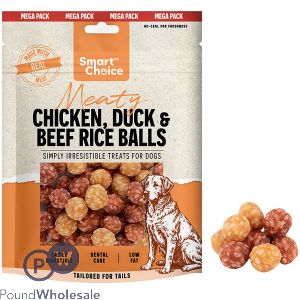Smart Choice Meaty Chicken, Duck & Beef Rice Balls Dog Treats 300g