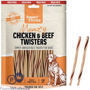 Smart Choice Meaty Chicken & Beef Twisters Dog Treats 300g