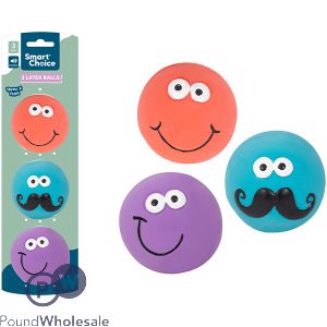 Smart Choice Throw & Fetch Squeaky Latex Smiley Dog Balls 3 Pack