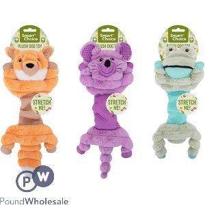 Smart Choice Squeaky Plush Stretch Animal Dog Toy 43cm Assorted