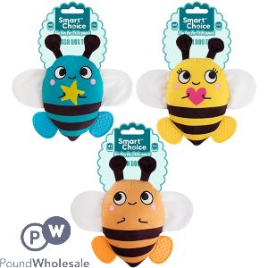 Smart Choice Squeaky Plush Tpr Bee Puppy Toy 18cm Assorted Colours