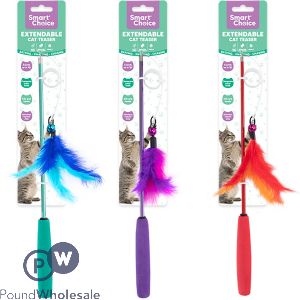 Smart Choice Extendable Feather Cat Teaser 3ft Assorted Colours
