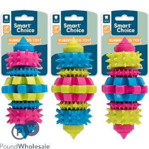 Smart Choice Dental Rubber Movable Cog Dog Toy 15.5cm Assorted Colours