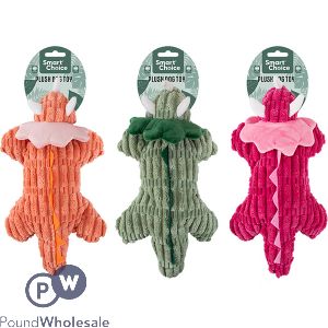 Smart Choice Squeaky Crinkle Plush Dino Dog Toy 40cm Assorted Colours