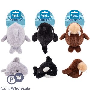 Smart Choice Squeaky Plush Sea Animal Dog Toy 19cm Assorted