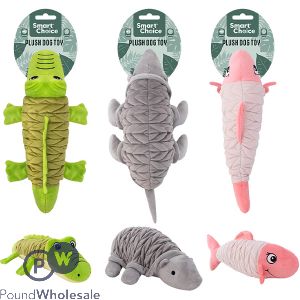 Smart Choice Squeaky Plush Scaly Animal Dog Toy 32cm Assorted