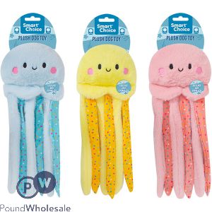 Smart Choice Squeaky Crinkle Plush Jellyfish Dog Toy 43cm Assorted Colours