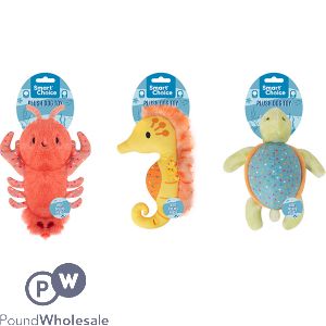 Smart Choice Squeaky Plush Treat-Hiding Sea Animal Dog Toy Assorted