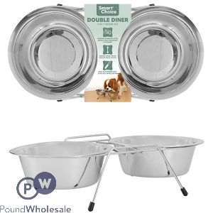 Smart Choice Stainless Steel Double Dinner Dog Bowl Set 35cm X 16cm