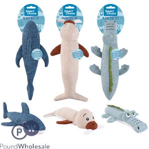 Smart Choice Squeaky Plush Bottle Crinkle Sea Animal Dog Toy 30cm Assorted