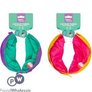 Smart Choice Jingle Ball Cat Play Tunnel 50cm X 25cm Assorted Colours