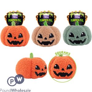 Smart Choice Halloween Squeaky Plush Pumpkin Pal Dog Toy 14cm Assorted Colours