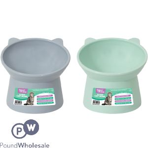 Smart Choice Plastic Raised Cat Head Food Bowl Assorted Colours