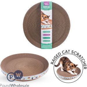 Smart Choice Raised Corrugated Card Catnip Round Cat Scratcher 34cm X 34cm X 10.5cm