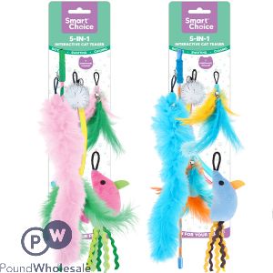 Smart Choice 5-in-1 Replaceable Head Interactive Cat Teaser Assorted
