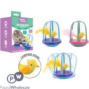 Smart Choice Electronic Chirping Rocking Bird Cage Cat Toy Assorted Colours