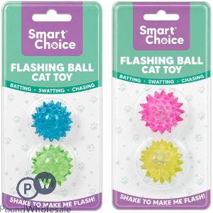 Smart Choice Flashing Spiky Ball Cat Toy 2 Pack Assorted Colours