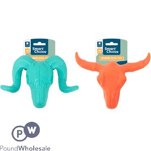 Smart Choice Squeaky Rubber Ram Skull Dog Toy Assorted