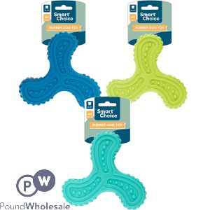 Smart Choice Squeaky Rubber Textured Boomerang Dog Toy 16.5cm Assorted Colours