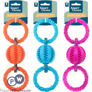 Smart Choice Rubber Rope Multi-textured Dog Toy 25cm Assorted Colours