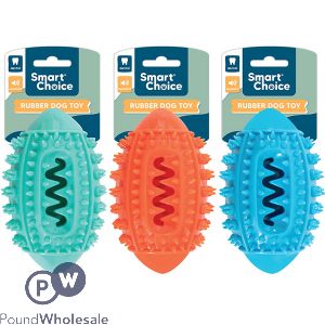 Smart Choice Squeaky Spiky Treat Dispensing Rugby Ball 14cm Assorted Colours