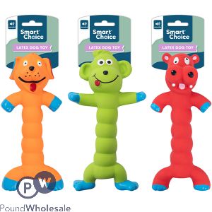 Smart Choice Squeaky Twist Latex Silly Animal Dog Toy 20cm Assorted