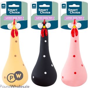 Smart Choice Squeaky Latex Chicken Dog Toy 19.5cm Assorted Colours
