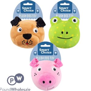 Smart Choice Squeaky Plush Ball Animal Dog Toy 11cm Assorted