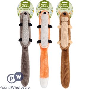 Smart Choice Squeaky Plush Long Tail Animal Dog Toy 40cm Assorted