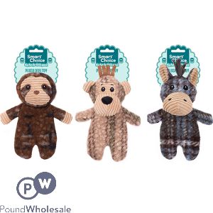Smart Choice Squeaky Plush Flat Animal Dog Toy 25cm Assorted