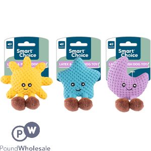 Smart Choice Squeaky Latex & Plush Celestial Dog Toy 7.5cm Assorted